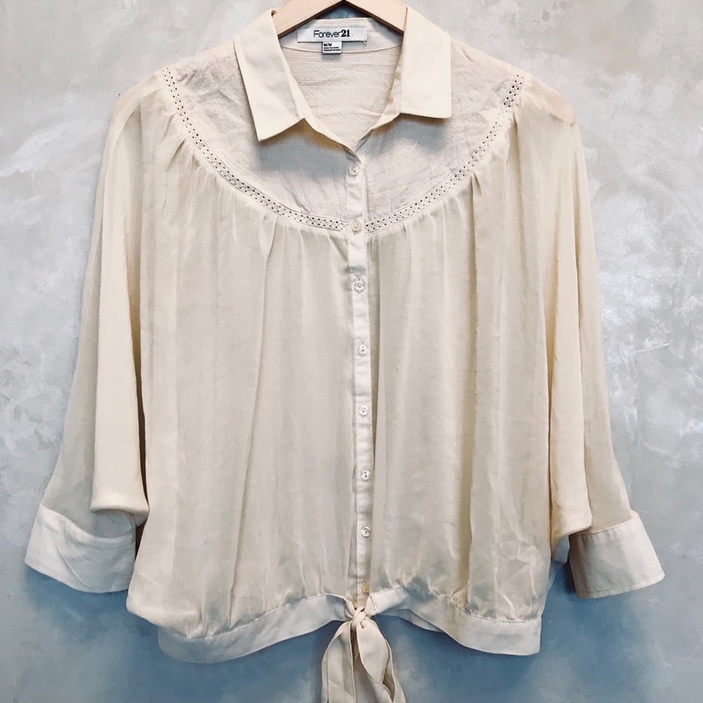 F21 Tie-Front Blouse